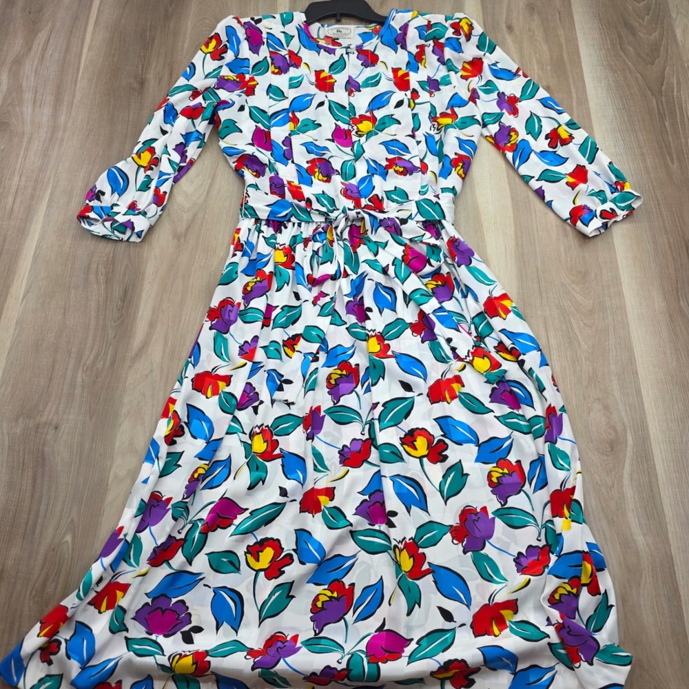 Jonathan Martin Vintage 90s Floral Maxi Dress USA Made 7/8 Multicolor Womens